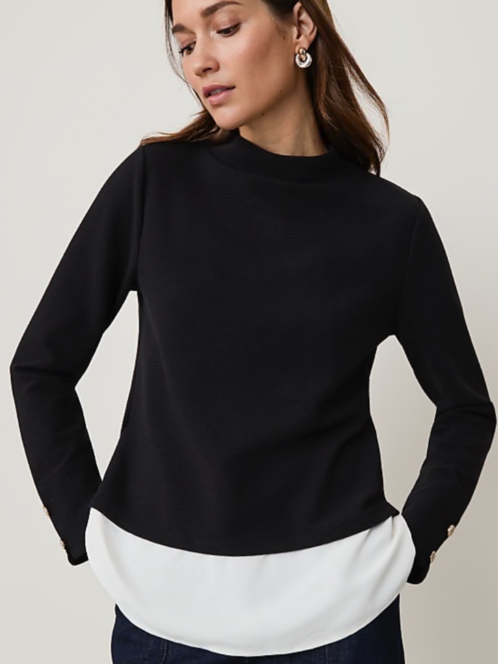 Ann Taylor Layered Mock Neck Top